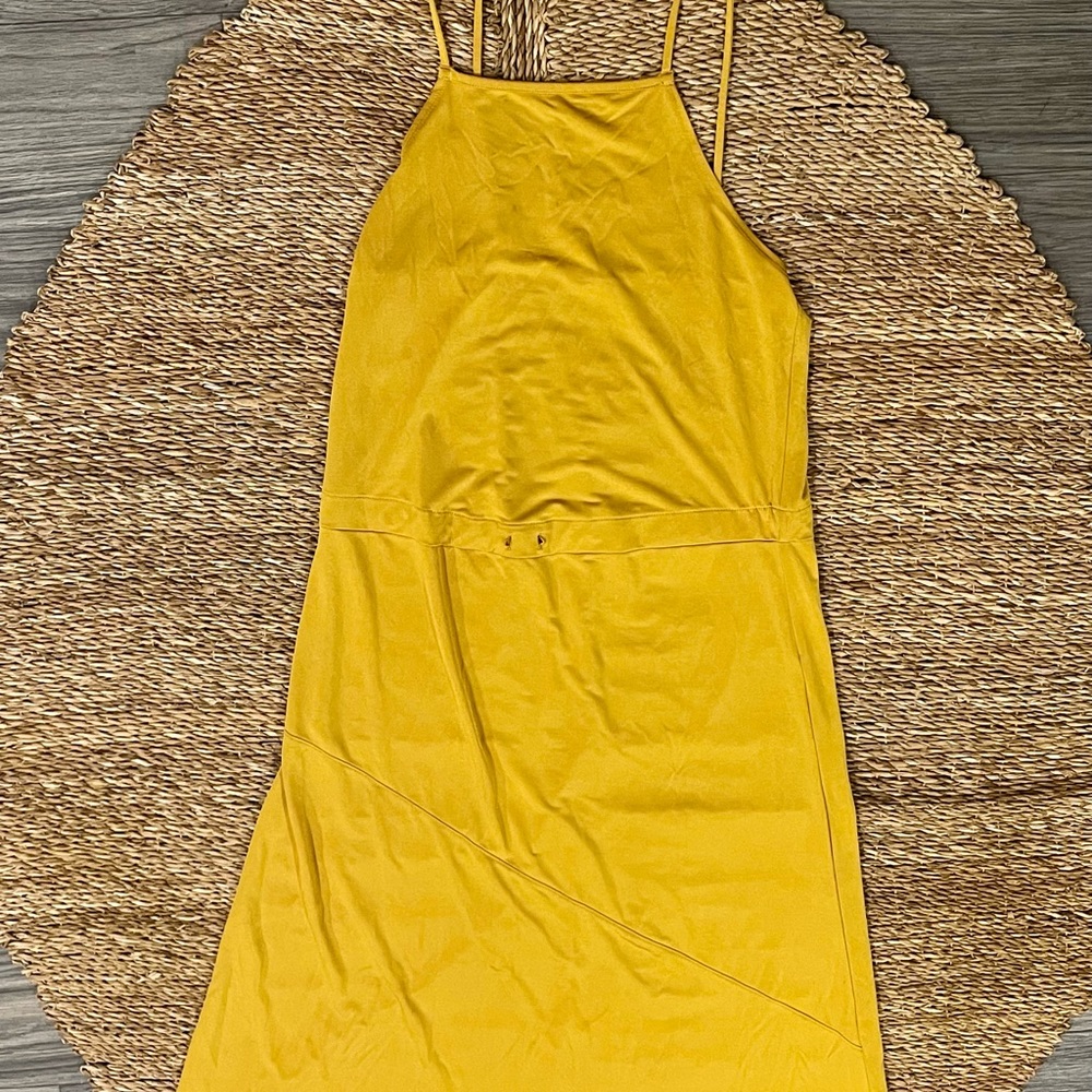 zara gold midi dress